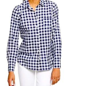 J. Crew  navy gingham check classic shirt M